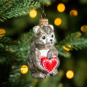 Елочное украшение Барсук с сердечком, стекло, 8,5 см., 1 шт., Витус (А222)