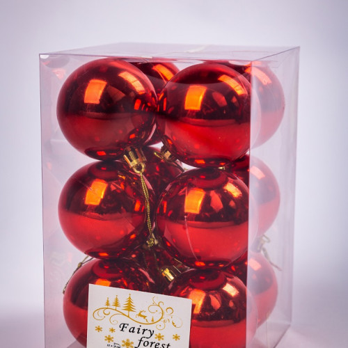 Набор пластиковых шаров Вероника 60 мм., красный глянцевый, 12 шт., ЕлкиТорг (150214) в Санкт-Петербурге