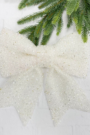 Бант Бьянка 24x24 см., 1 шт., белый, Christmas De Luxe (86822)