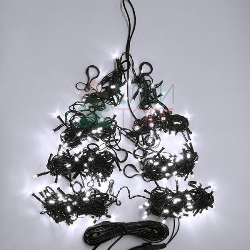 Светодиодная гирлянда Пятиминутка для ели высотой 1.5 м., 120 холодных белых LED ламп, зеленый ПВХ, Beauty Led (GFM120C-14-1W)