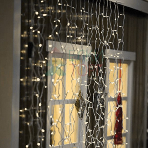 Светодиодный мерцающий облегченный занавес 2*3 м, 220V., 600 теплых белых LED ламп, прозрачный ПВХ, Beauty Led (PCL600NOTBL-10-2WW) в Санкт-Петербурге