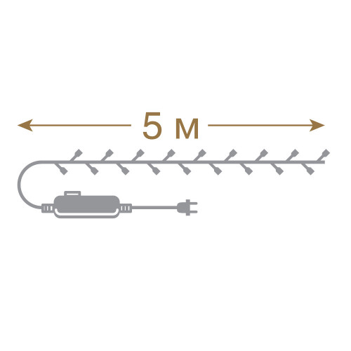 Светодиодная нить 5 м., 50 разноцветных LED ламп, зеленый провод, Vegas (55058)
