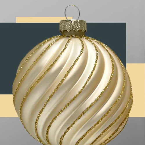Набор винтажных стеклянных шаров Старинный вальс 80 мм., пудрово-золотой, 9 шт., Christmas DeLuxe (14090)