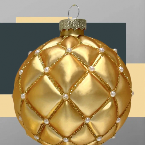 Набор винтажных стеклянных шаров Старинный вальс 80 мм., пудрово-золотой, 9 шт., Christmas DeLuxe (14090)