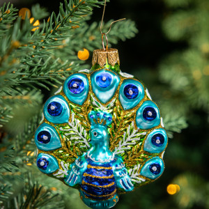 Елочное украшение Павлин, стекло, 9,5 см., 1 шт., Витус (А223)