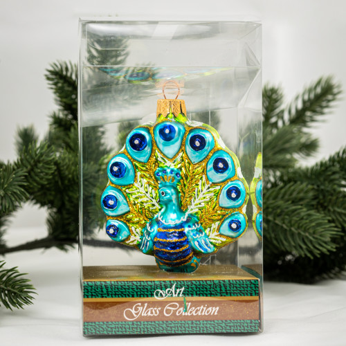 Елочное украшение Павлин, стекло, 9,5 см., 1 шт., Витус (А223) в Санкт-Петербурге