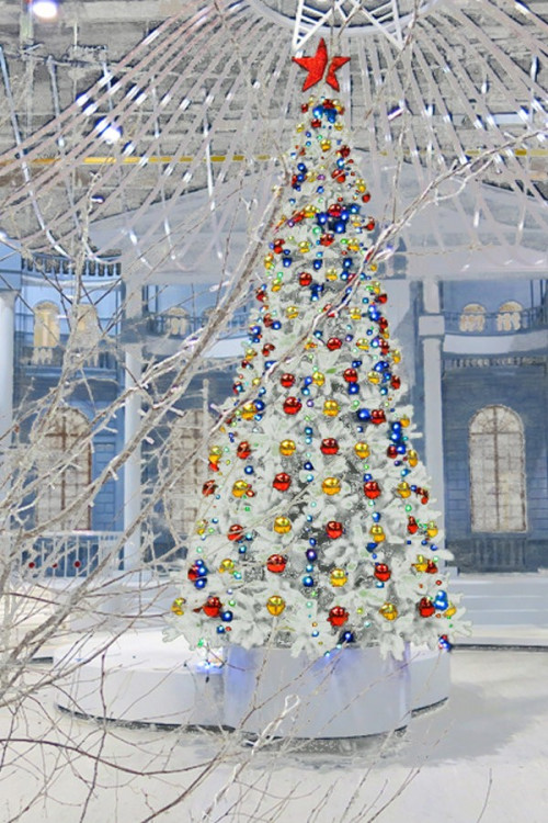 Искуственная ель Виктория Люкс белая, 6.5м., ПВХ, уличная, ПромЕлка (VK650WLX) 