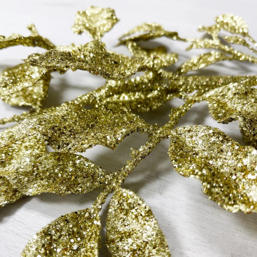 Ветвь с листочками золото 71 см., 1 шт., Christmas DeLuxe (89513)