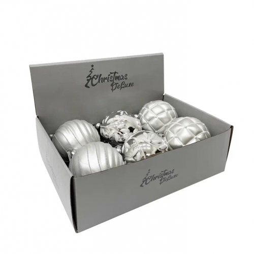 Набор винтажных стеклянных шаров Старинный вальс 100 мм., серебро, 6 шт., Christmas DeLuxe (13021)