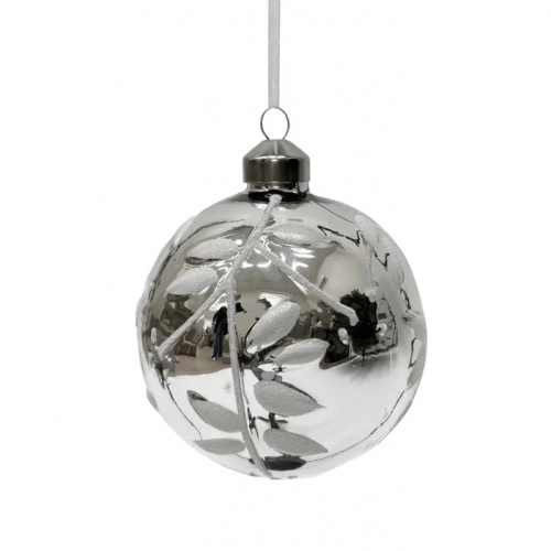 Набор винтажных стеклянных шаров Старинный вальс 100 мм., серебро, 6 шт., Christmas DeLuxe (13021)