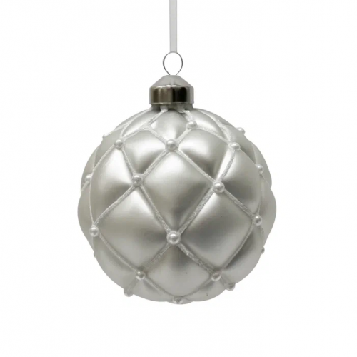 Набор винтажных стеклянных шаров Старинный вальс 100 мм., серебро, 6 шт., Christmas DeLuxe (13021)