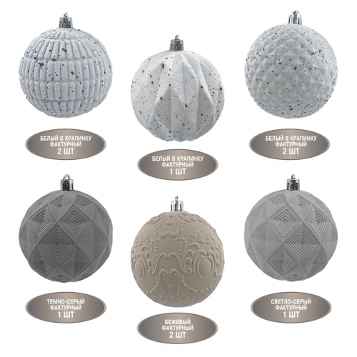 Набор винтажных шаров Маршмеллоу 80 мм., 9 шт., бежевый, пластик, Christmas DeLuxe (89273)