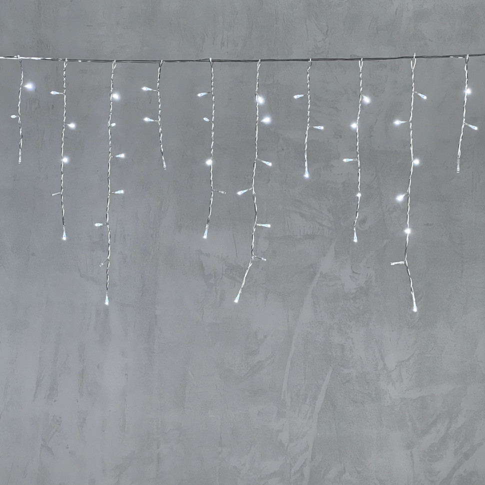 Светодиодная бахрома 4,9*0,5 м., 240 белых LED ламп, мерцание, прозрачный провод ПВХ, Beauty Led (PIL240BLW-10-2W)