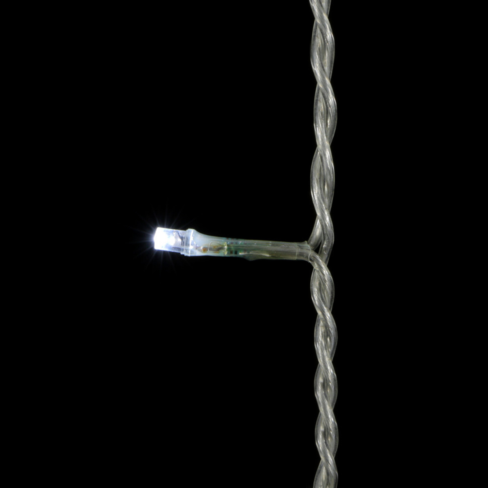 Светодиодная бахрома 1*1 м., 220V., 65 холодных белых LED ламп, прозрачный силикон, Beauty Led (ECC65-10-2W)