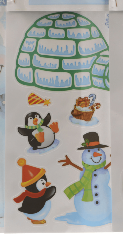 Наклейки для декорирования Пингвины со снеговиком 23*31 см., Kaemingk (461406/5) в Белгороде