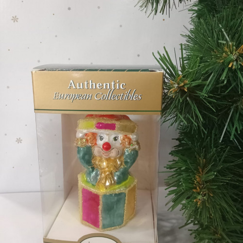 Елочное украшение Клоун в подарке, стекло, 13 см., 1 шт., Irena CO (552100)