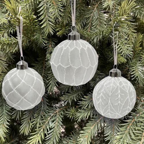 Набор винтажных стеклянных шаров Ледяная дымка 80 мм., 9 шт., белый, Christmas DeLuxe (13045)