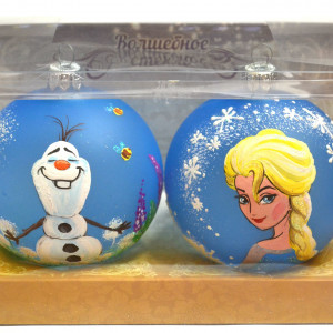 Набор стеклянных шаров Холодное сердце, 2 шара, 85 мм, в подарочной упаковке, Батик (КН-85-17002)