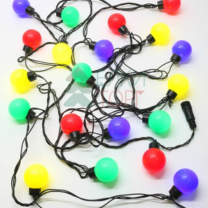 Светодиодная гирлянда Шарики, 5 м., 20 разноцветных LED ламп 40 мм, 220V, черный ПВХ, Beauty Led (HB20-11-2M)