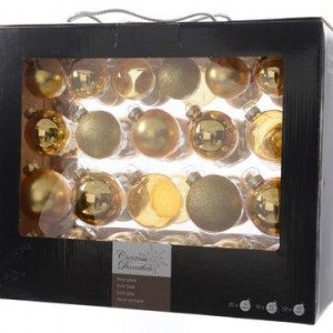 Набор стеклянных шаров  Золотые огоньки mix, золотой, 42 шт, Kaemingk (149250) 