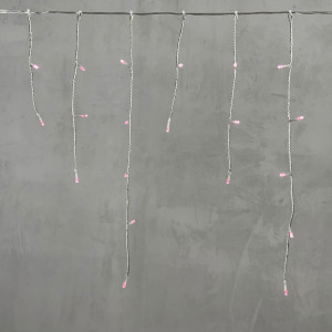 Светодиодная бахрома 3*0.5 м., 3 батарейки типа D 4.5V, 100 LED ламп светло розового цвета, прозрачный силикон, LTC (ECC100-10-8BP)