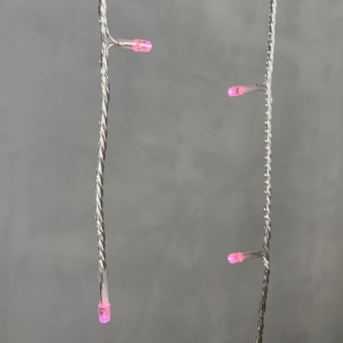 Светодиодная бахрома 3*0.5 м., 3 батарейки типа D 4.5V, 100 LED ламп светло розового цвета, прозрачный силикон, LTC (ECC100-10-8BP) в Санкт-Петербурге