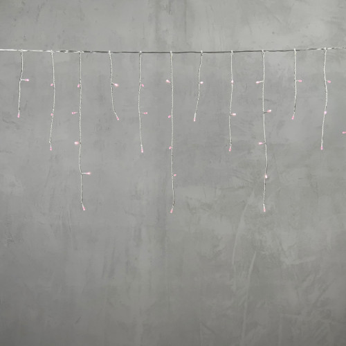 Светодиодная бахрома 3*0.5 м., 3 батарейки типа D 4.5V, 100 LED ламп светло розового цвета, прозрачный силикон, LTC (ECC100-10-8BP) в Санкт-Петербурге