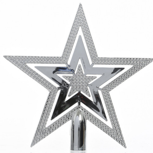 Украшение Звезда праздничная серебряная 2,2*20*20 см, пластик, Kaemingk (029997)  