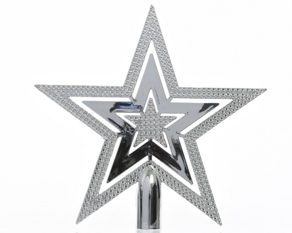 Украшение Звезда праздничная серебряная 2,2*20*20 см, пластик, Kaemingk (029997)   в Казани