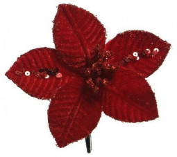 Декоративный цветок Пуансетия бархат красная 20*10 см, Kaemingk (629597/1)    