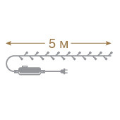 Светодиодная нить 5 м., 50 холодных белых LED ламп, зеленый провод, Vegas (55060)
