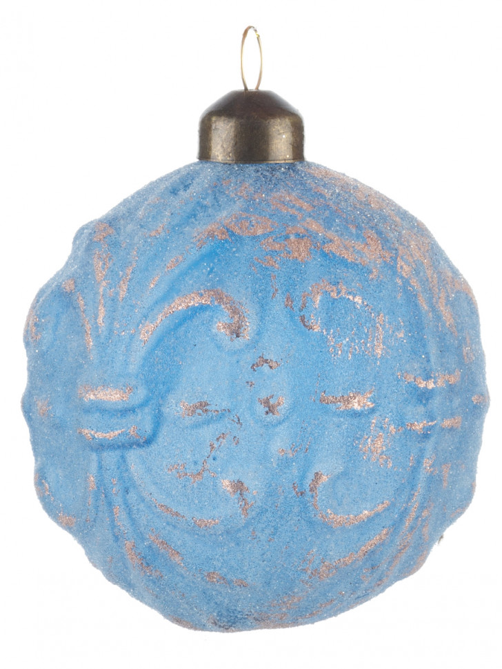 Винтажный стеклянный шар Лазурное кружево 8 см., 1 шт., Karlsbach (09833)