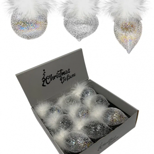 Набор стеклянных украшений Ледяной дождь 80 мм., 9 шт., шар, капля, луковка, прозрачный, Christmas DeLuxe (14033)