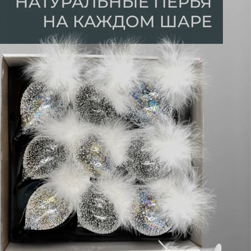 Набор стеклянных украшений Ледяной дождь 80 мм., 9 шт., шар, капля, луковка, прозрачный, Christmas DeLuxe (14033) в Санкт-Петербурге