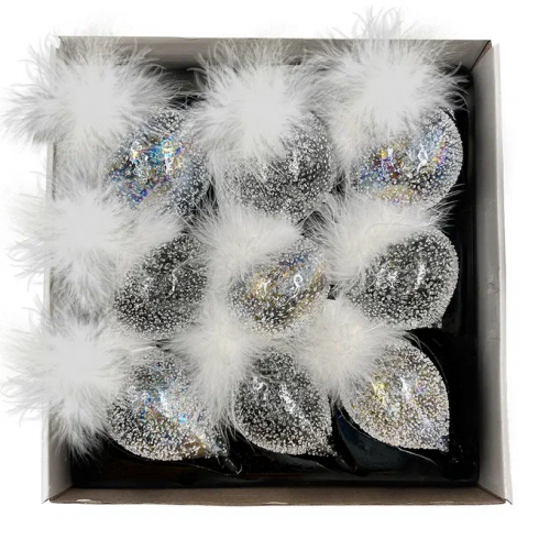 Набор стеклянных украшений Ледяной дождь 80 мм., 9 шт., шар, капля, луковка, прозрачный, Christmas DeLuxe (14033) в Санкт-Петербурге