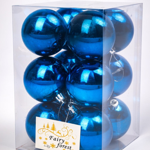 Набор пластиковых шаров Вероника 60 мм., синий глянцевый, 12 шт., ЕлкиТорг (150216)