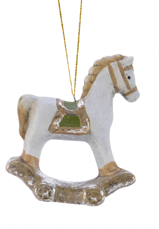 Украшение-подвеска Лошадка 10*8,5 см., зеленый, керамика, Kaemingk (633868/1)