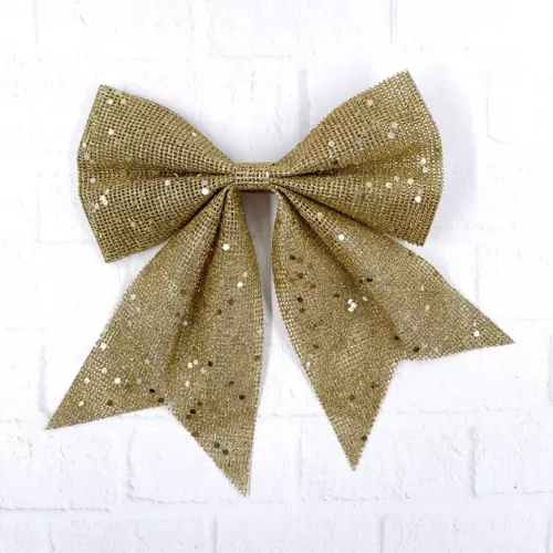 Бант Бриджит 24x28 см., 1 шт., золото с пайетками, Christmas DeLuxe (86830) в Санкт-Петербурге