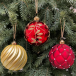 Набор винтажных стеклянных шаров Старинный вальс, красный-золото, 100 мм., 6 шт., Christmas DeLuxe (13020)
