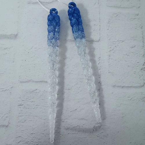 Набор акриловых сосулек  Кристальный дуэт 15 см., 2 шт., бело-голубой, Christmas DeLuxe (13097)
