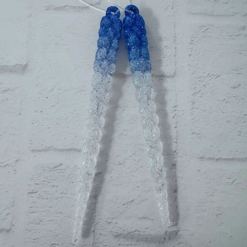 Набор акриловых сосулек  Кристальный дуэт 15 см., 2 шт., бело-голубой, Christmas DeLuxe (13097)