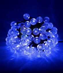 Светодиодная гирлянда шарики Пузырьки 10 м., 220V., 100 синих LED ламп 23 мм., коннектор, черный ПВХ, Beauty Led (PCS-100B-B)