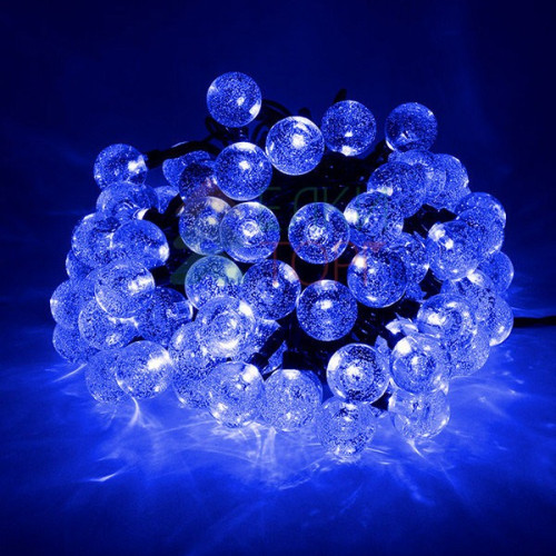 Светодиодная гирлянда шарики Пузырьки 10 м., 220V., 100 синих LED ламп 23 мм., коннектор, черный ПВХ, Beauty Led (PCS-100B-B)