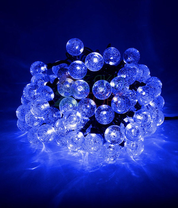 Светодиодная гирлянда шарики Пузырьки 10 м., 220V., 100 синих LED ламп 23 мм., коннектор, черный ПВХ, Beauty Led (PCS-100B-B) в Белгороде