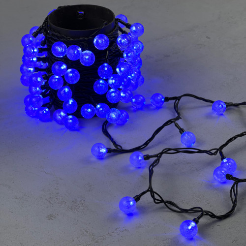 Светодиодная гирлянда шарики Пузырьки 10 м., 220V., 100 синих LED ламп 23 мм., коннектор, черный ПВХ, LTC (PCS-100B-B) в Санкт-Петербурге
