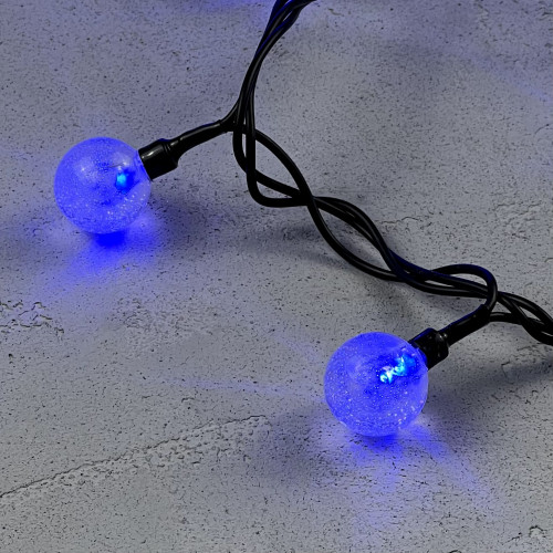 Светодиодная гирлянда шарики Пузырьки 10 м., 220V., 100 синих LED ламп 23 мм., коннектор, черный ПВХ, LTC (PCS-100B-B) в Санкт-Петербурге