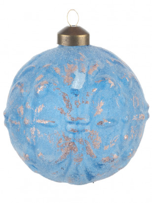Винтажный стеклянный шар Лазурное кружево 10 см., 1 шт., Karlsbach (09834)