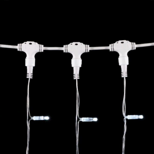 Светодиодный занавес с колпачком 1*6 м., 600 белых LED ламп, прозрачный провод ПВХ, IP65, LTC (PCL601CAP-10-2W)