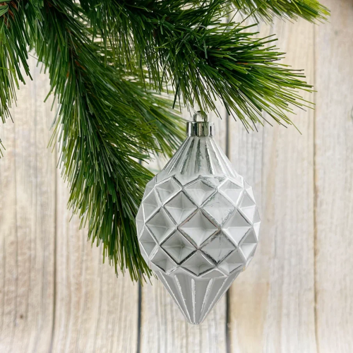 Набор пластиковых шаров Рандеву 80 мм., 9 шт., белый с серебром, Christmas DeLuxe (87805)