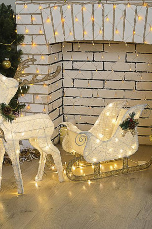 Светодиодная фигура Олень с санями 114*76 см., текстиль, металл, 220 В, Luazon Lighting (4357002)